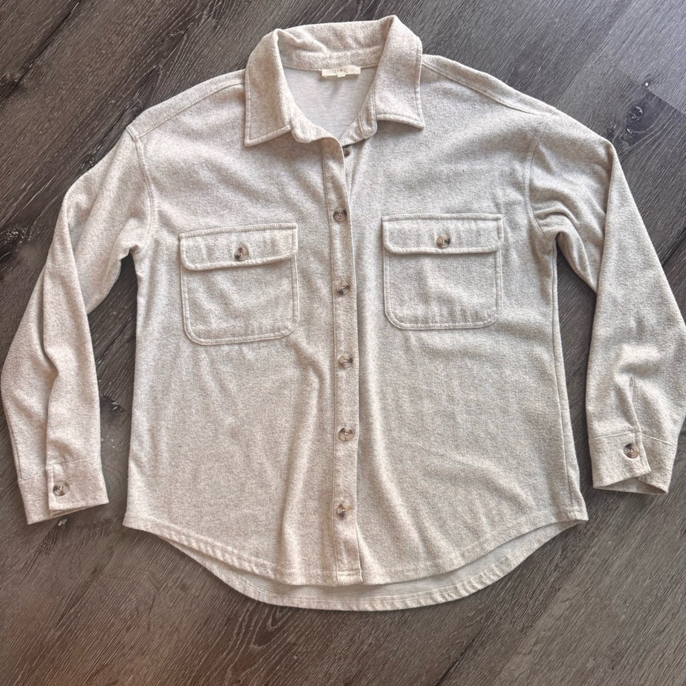 Beige button up light shacket Top